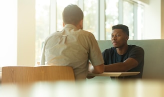 two men talking