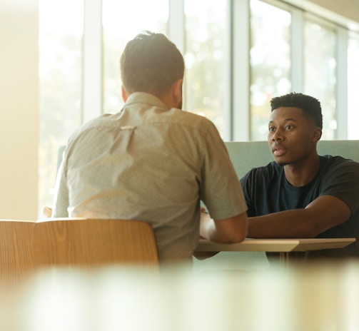 two men talking