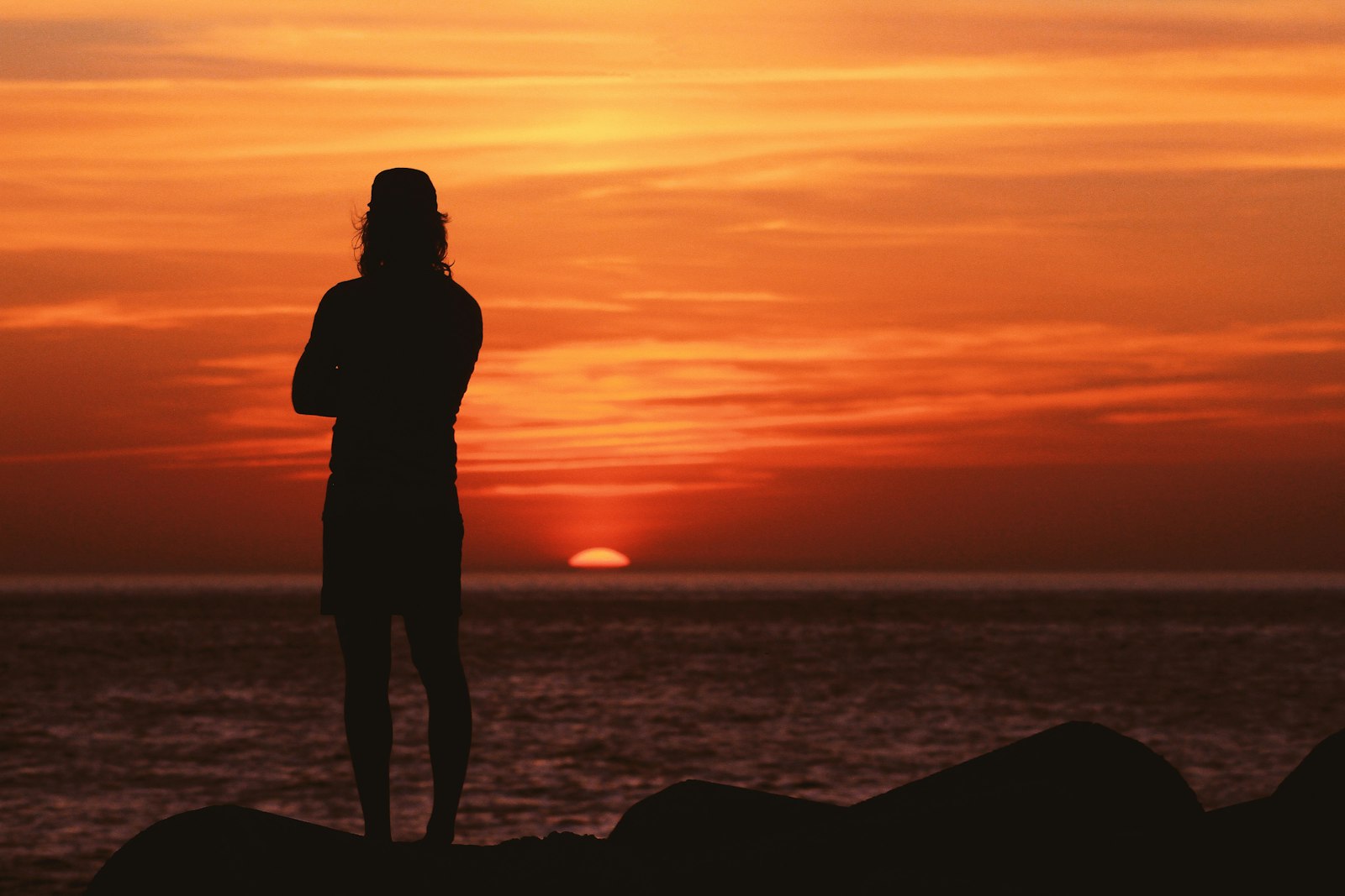 Canon EOS 7D + Canon EF 75-300mm f/4-5.6 USM sample photo. Silhouette of man standing photography