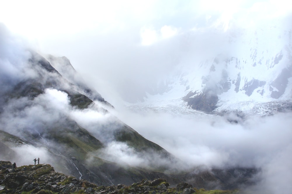 mountain with clouds