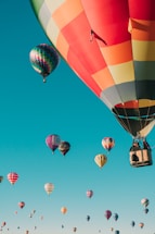 hot air balloons under blue sky