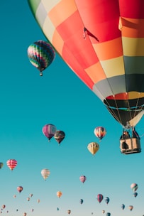 hot air balloons under blue sky
