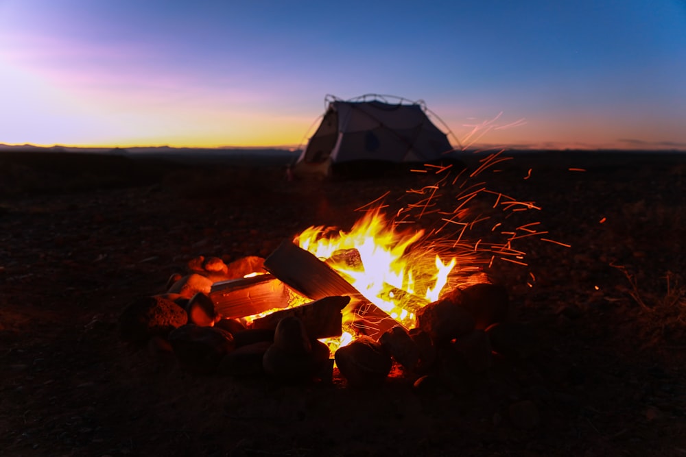 bonfire during sunset