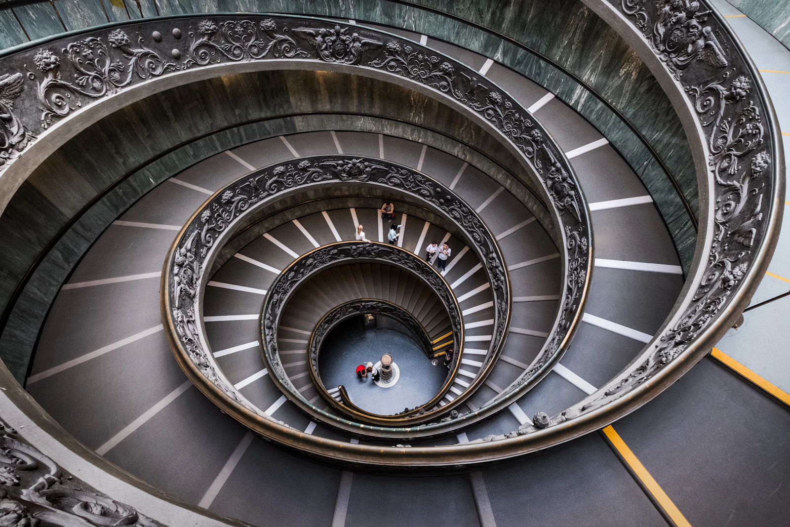 Aerial view of spiral stairway building