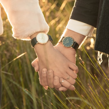 woman and man hand holding