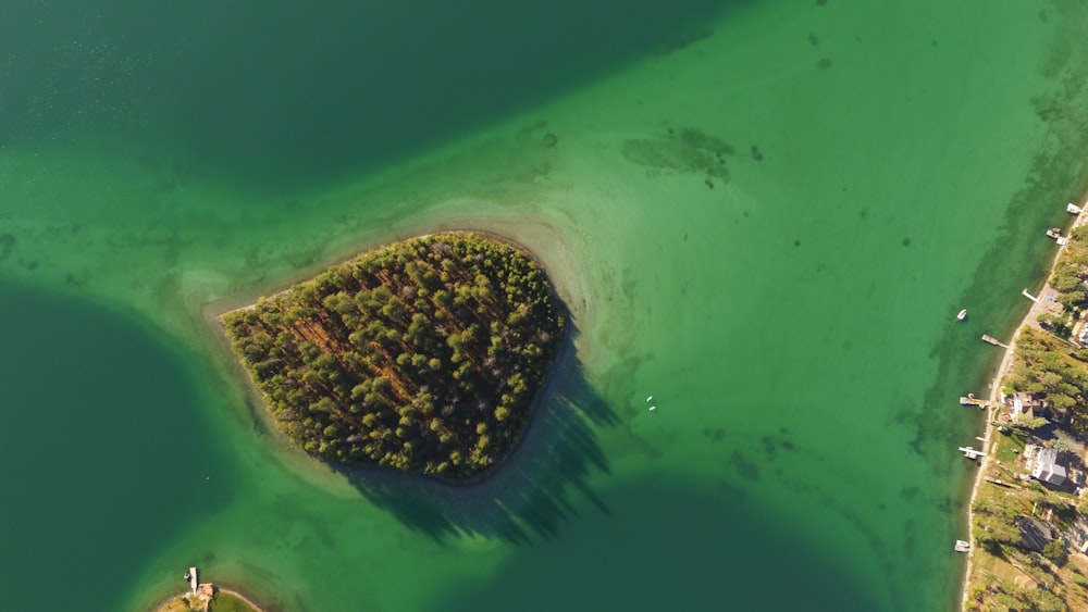 aerial view of island on body of water