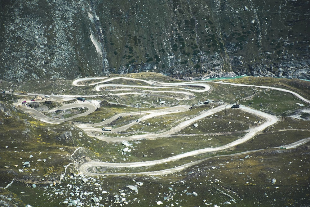 caminho com campo de grama verde