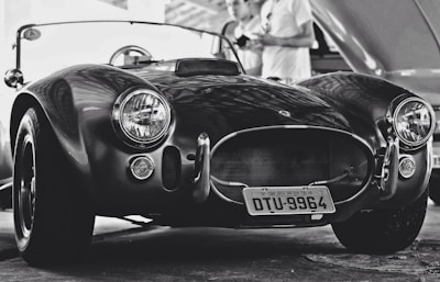 grayscale photography of sports coupe