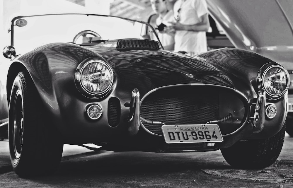 grayscale photography of sports coupe
