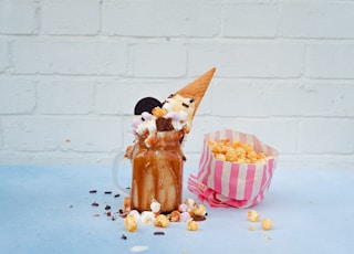 ice cream on glass Mason jar