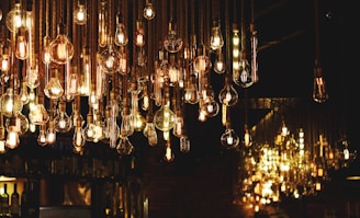 room full of pendant lamps