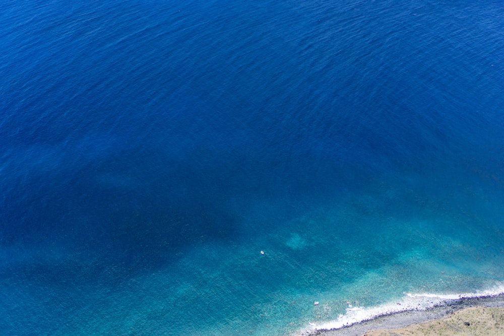 an aerial view of a body of water