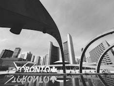 grayscale photo of city