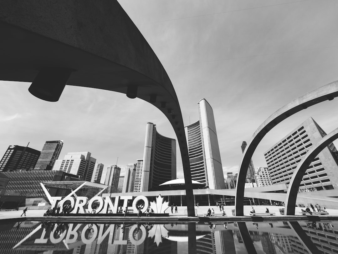 grayscale photo of city,
