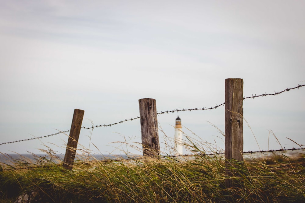 white lighthouse at distance