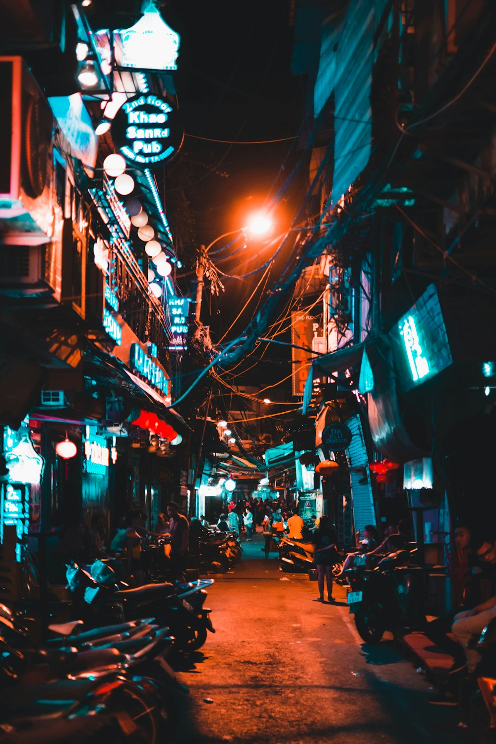 motorcycles parked in alley