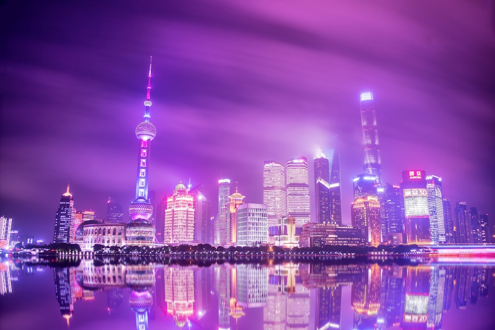 oriental pearl tower during nighttime