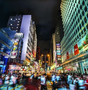 time lapse photography of people on street