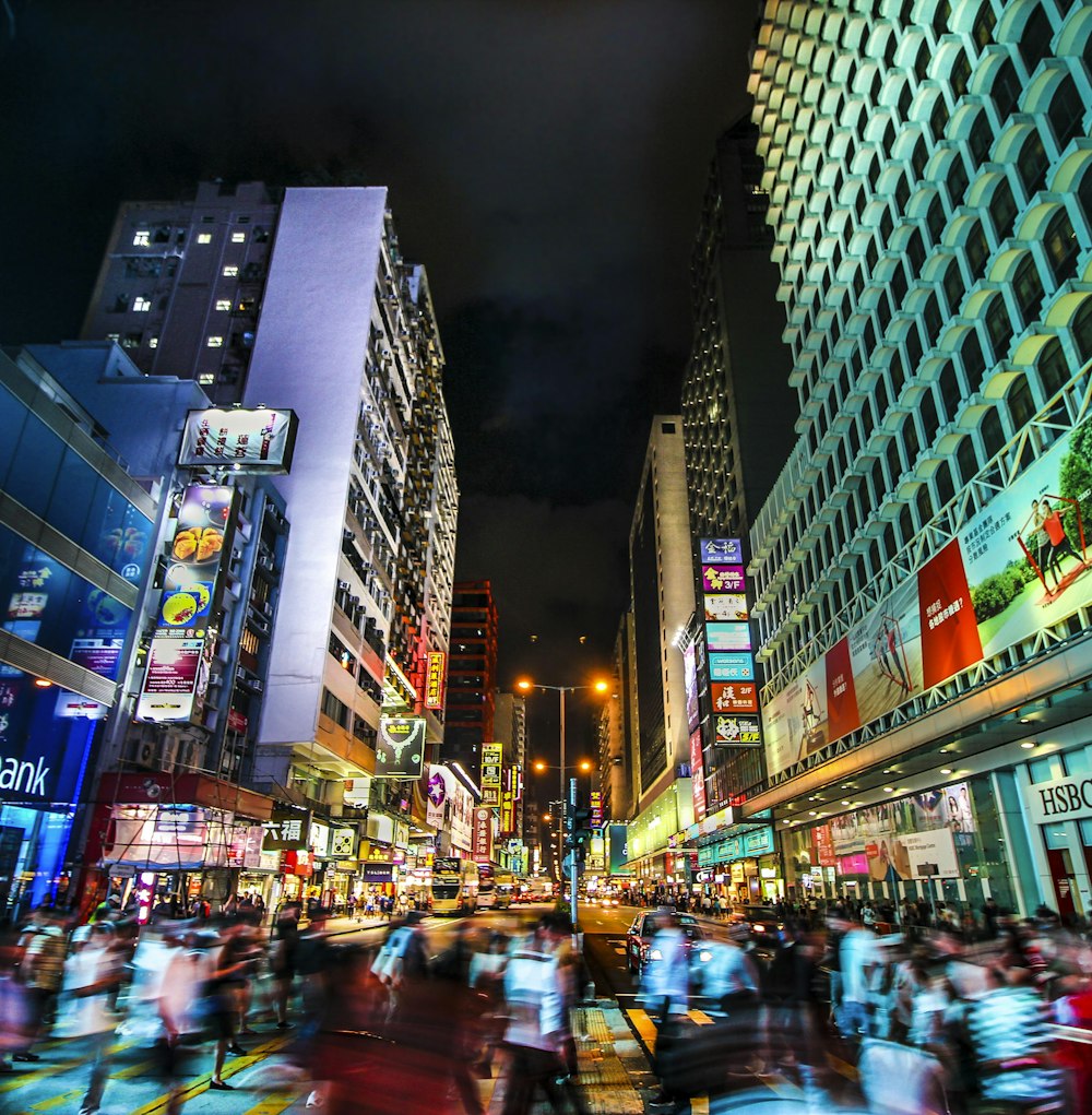 time lapse photography of people on street