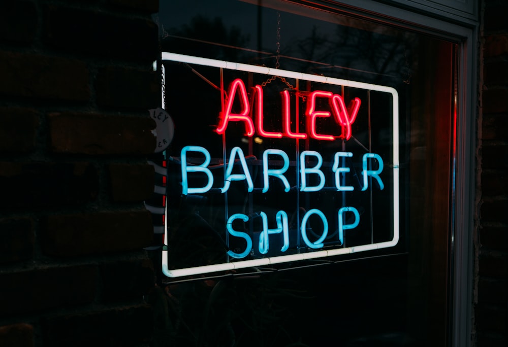 Gasse Friseursalon Neonlicht Beschilderung