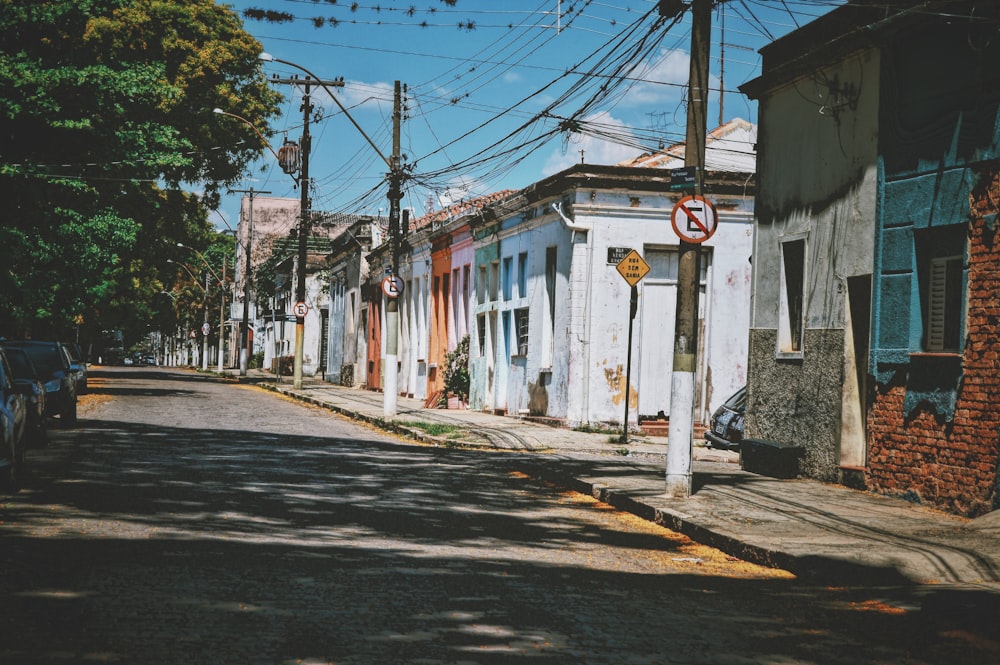 empty road with houses