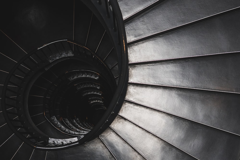 top view photography of spiral staircase