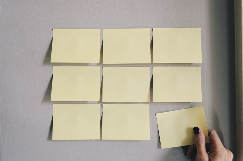 six white sticky notes