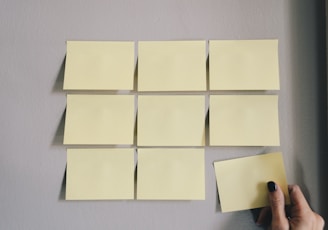 six white sticky notes