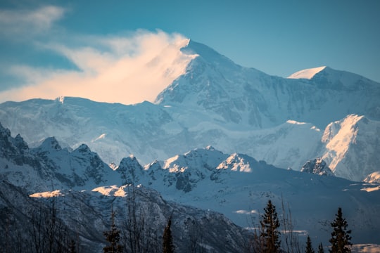 mountains covered with snow in Denali National Park and Preserve United States