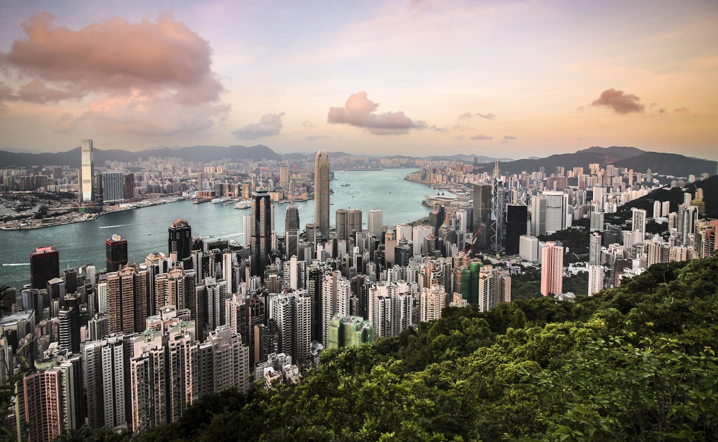 Hong Kong's iconic skyline at dusk from Victoria Harbour