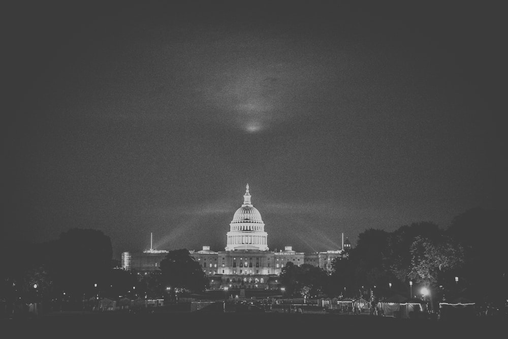 grayscale photography of dome building