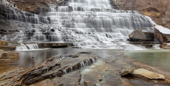 time-lapse photo of layered waterfalls in Albion Falls Canada