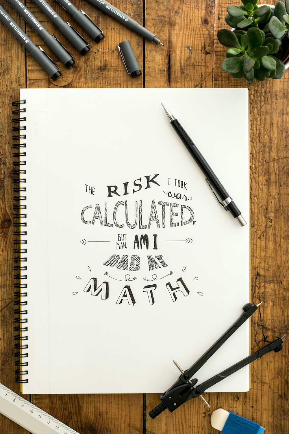 a notepad with the words, the risk is not calculated for any