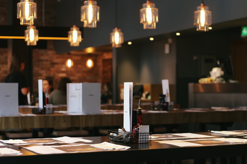 menu on brown table