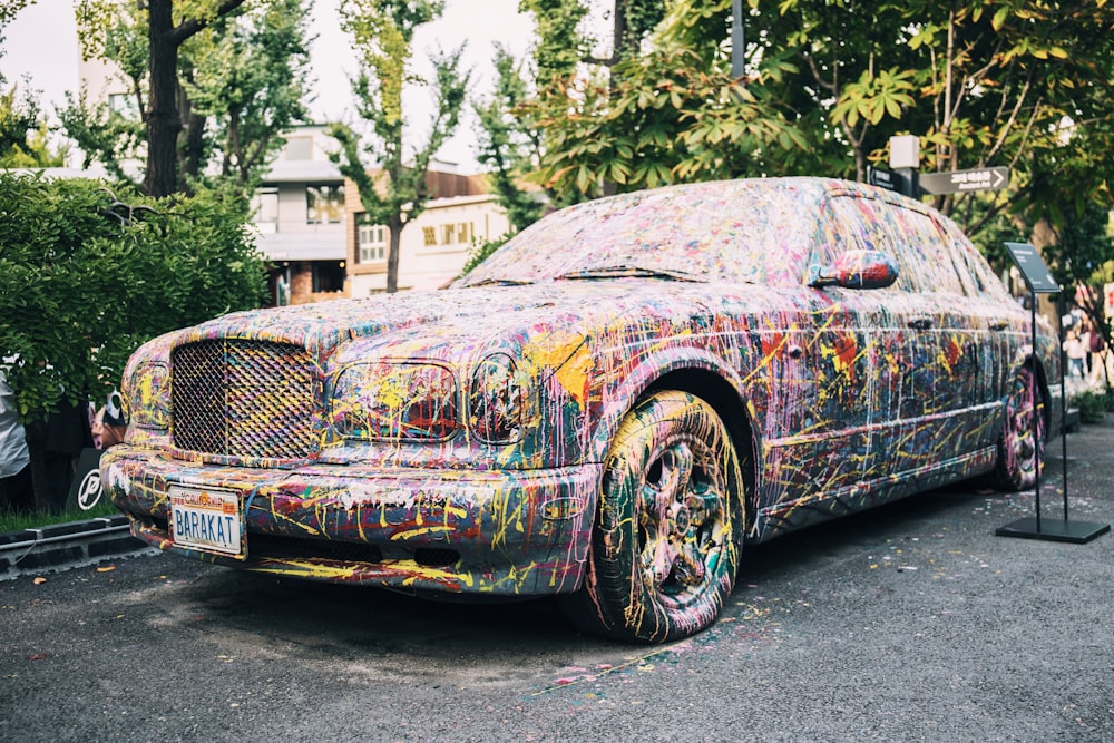 parked painted sedan