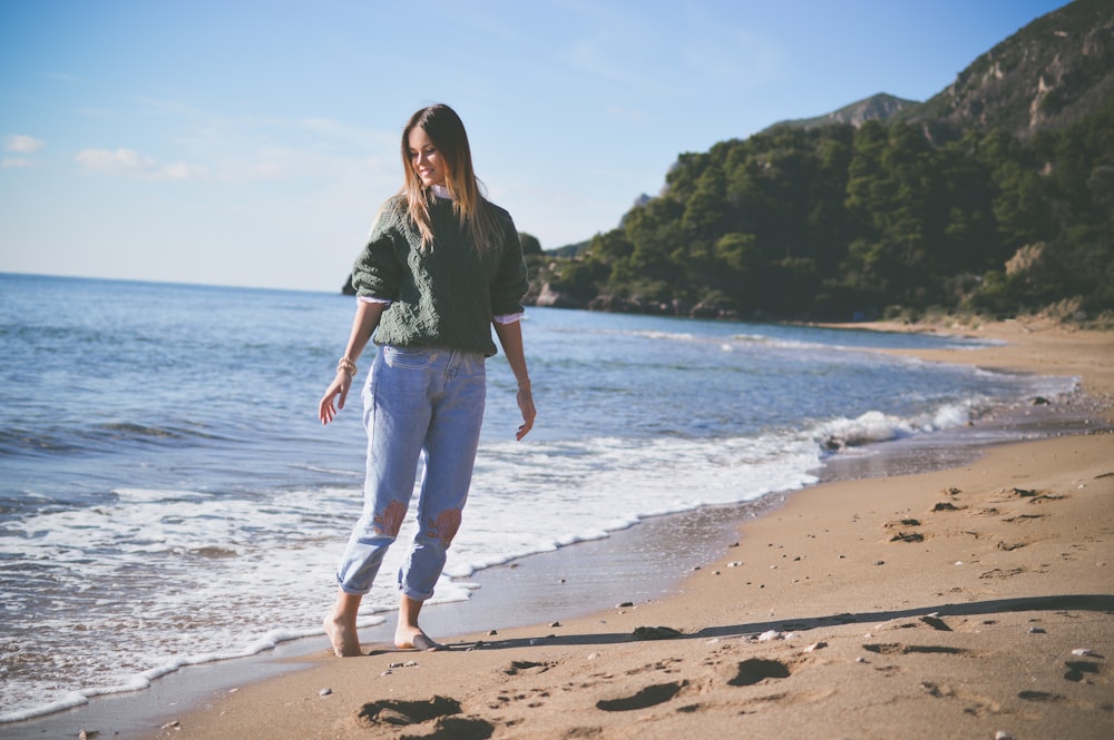 woman standing on beach