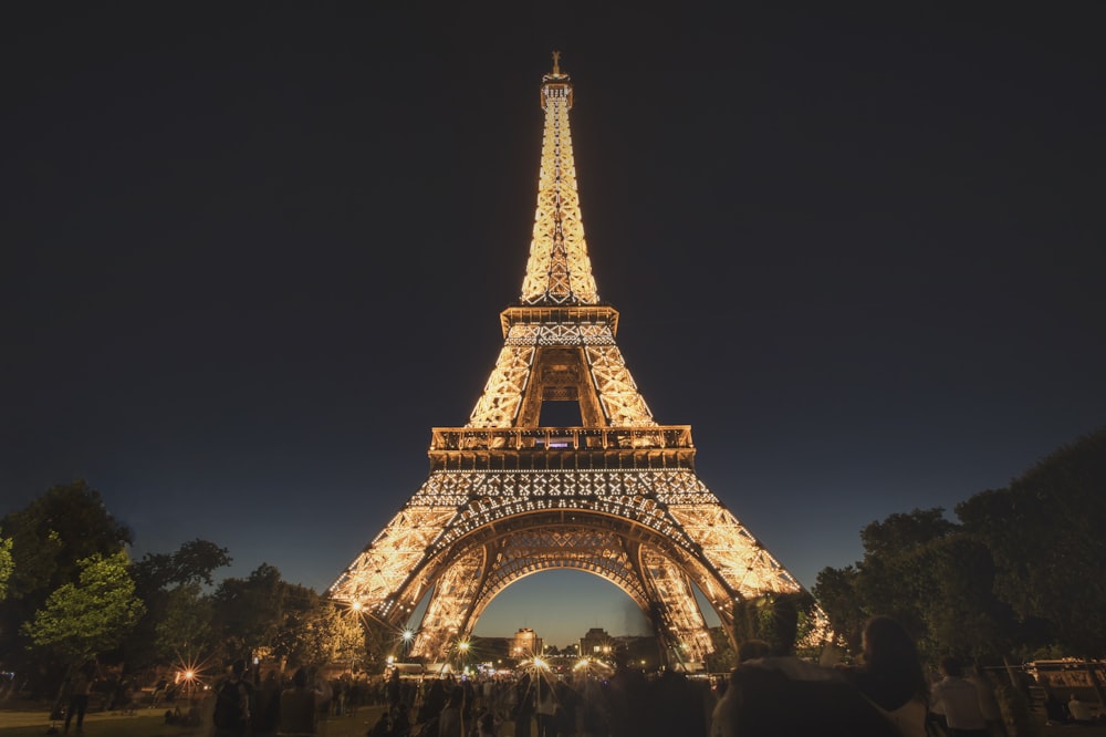 landscape photography of Eiffel Tower during nighttime