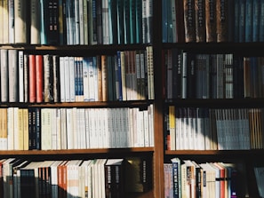 Shelf filled with various Lotus Press Books titles, bathed in warm natural light.