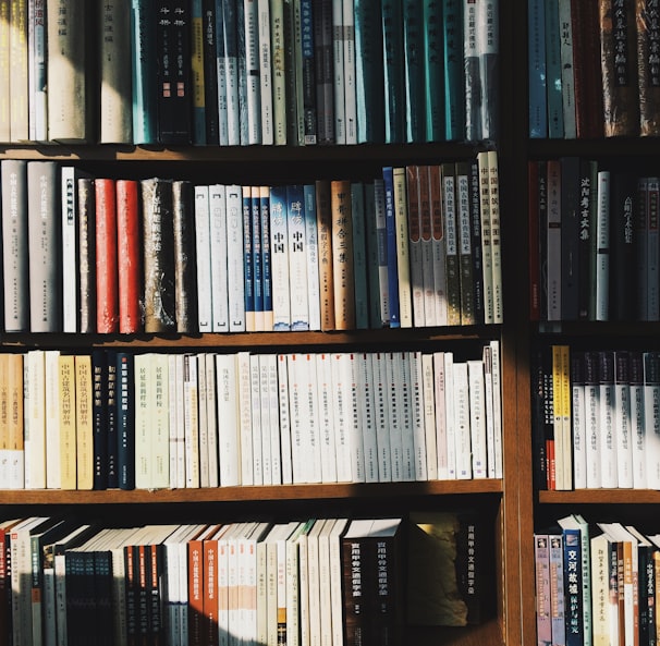 books on bookshelf