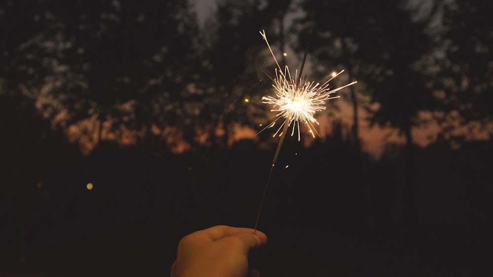 person holding sparkler