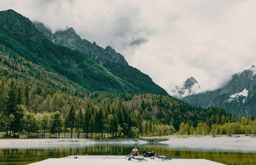 person staring at green body of water