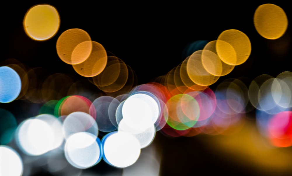 bokeh photography of street lights