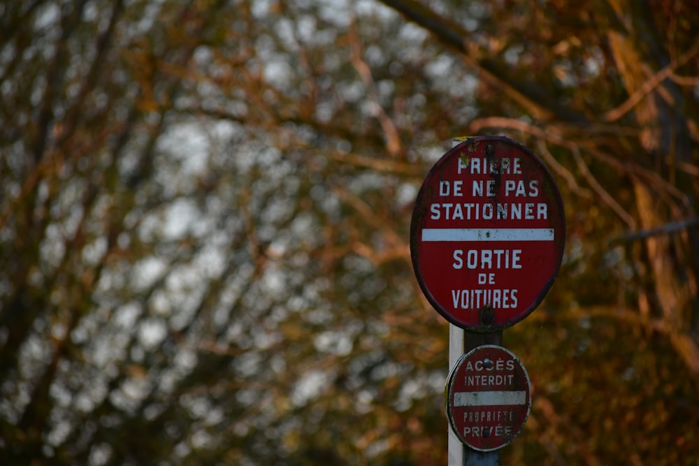 red signboard in macro shot