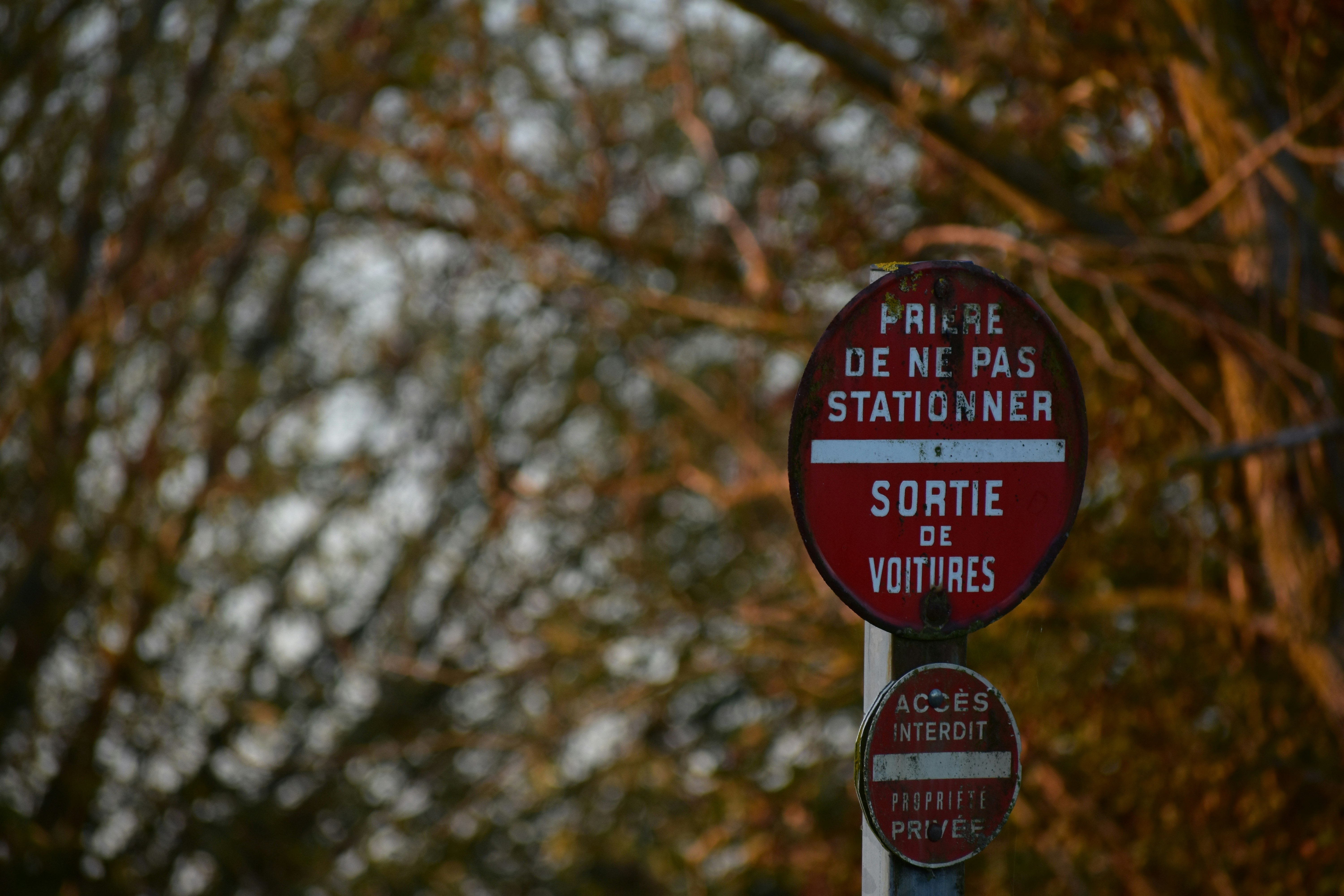 red signboard in macro shot