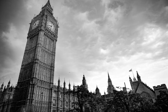 grayscale photo of Big Ben in Big Ben United Kingdom
