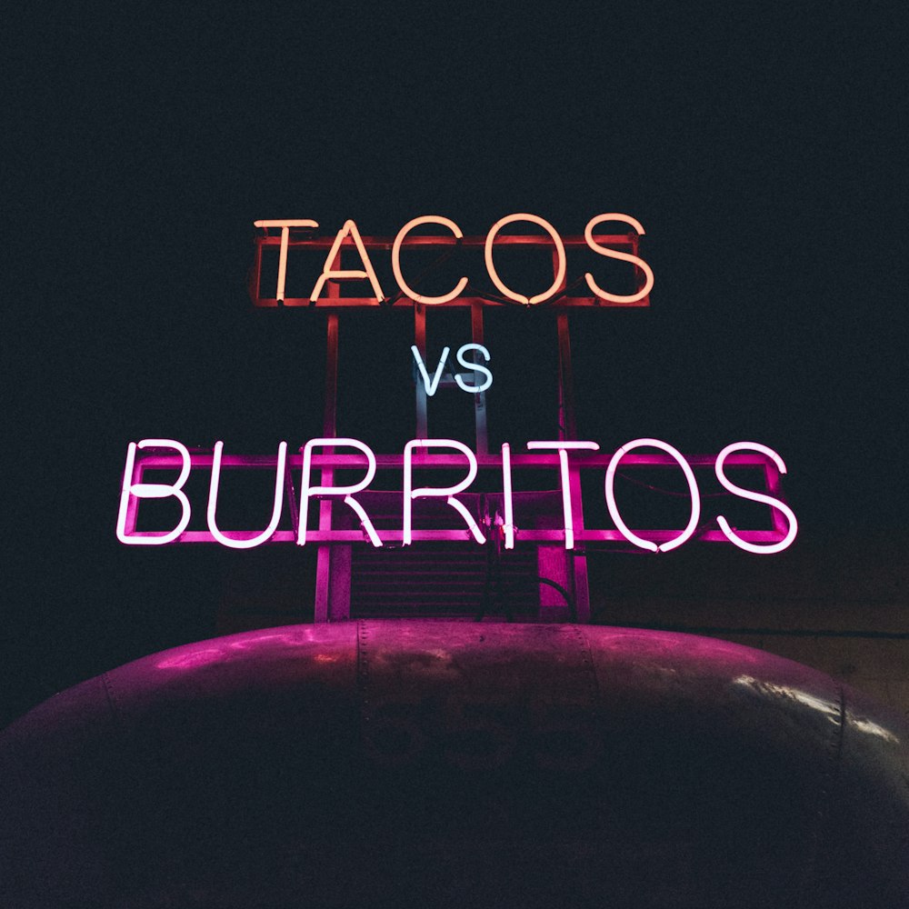 Tacos VS Burritos insegne al neon