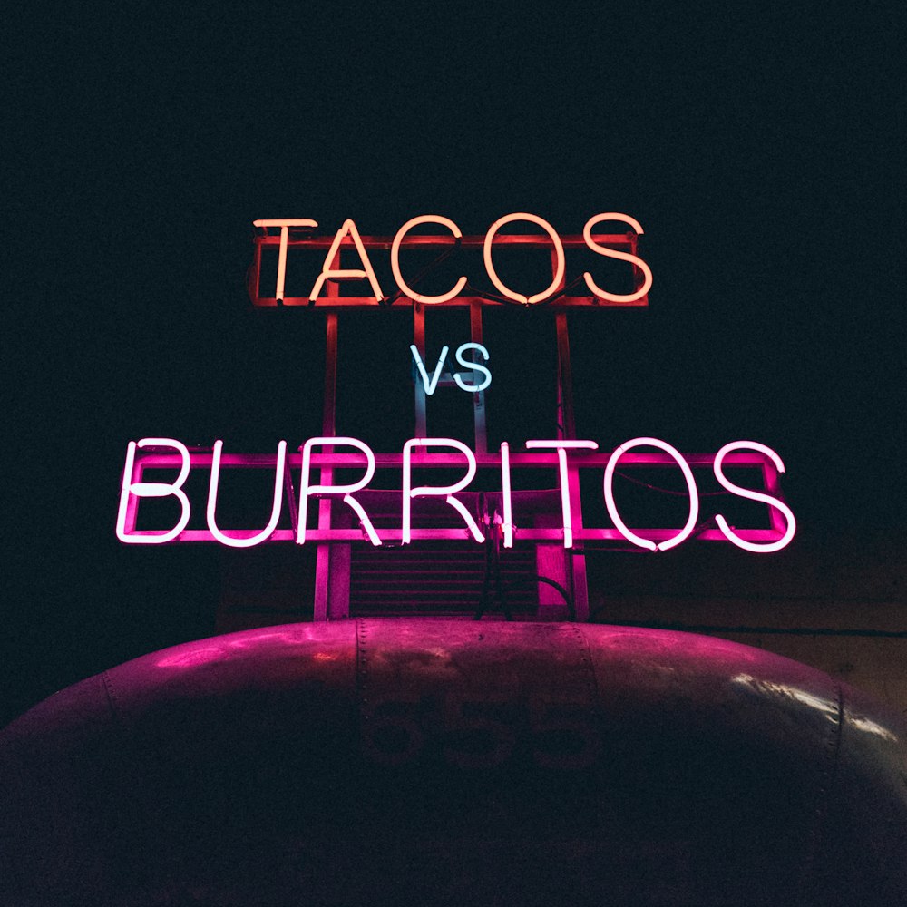 Tacos VS Burritos neon signage