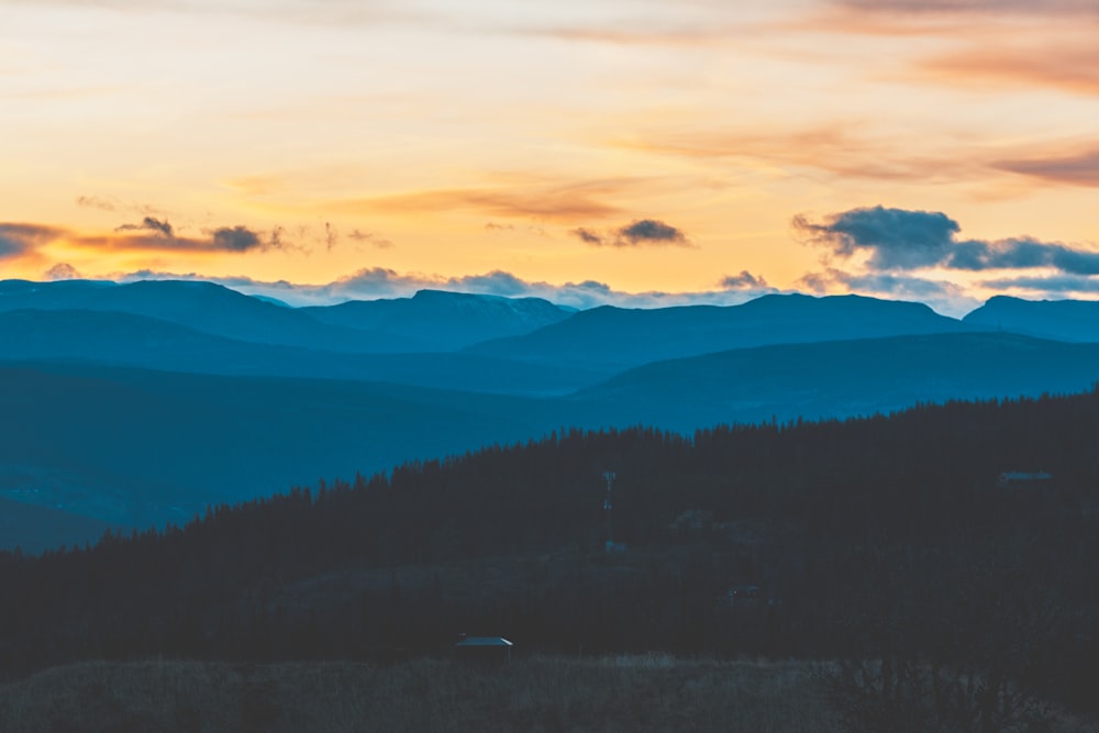 mountain during sunset