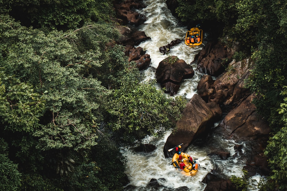 Gente haciendo rafting en el río