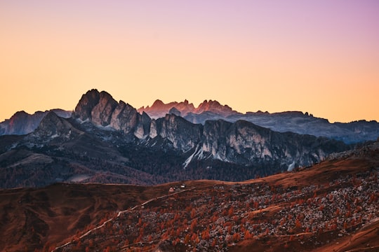 aerial view of mountains during sunset in Giau Pass Italy